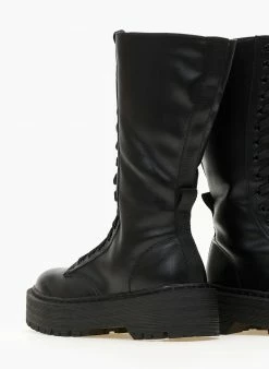 The Fashion Project Μπότες με κορδόνια και ψηλή σόλα - Μαύρο -The Fashion Project Κατάστημα mpotes me kordonia kai psili sola 107265 agow