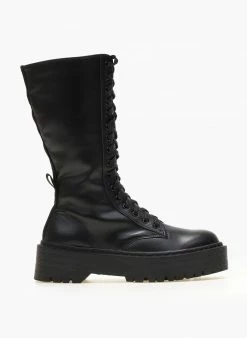 The Fashion Project Μπότες με κορδόνια και ψηλή σόλα - Μαύρο -The Fashion Project Κατάστημα mpotes me kordonia kai psili sola 107265 ttys