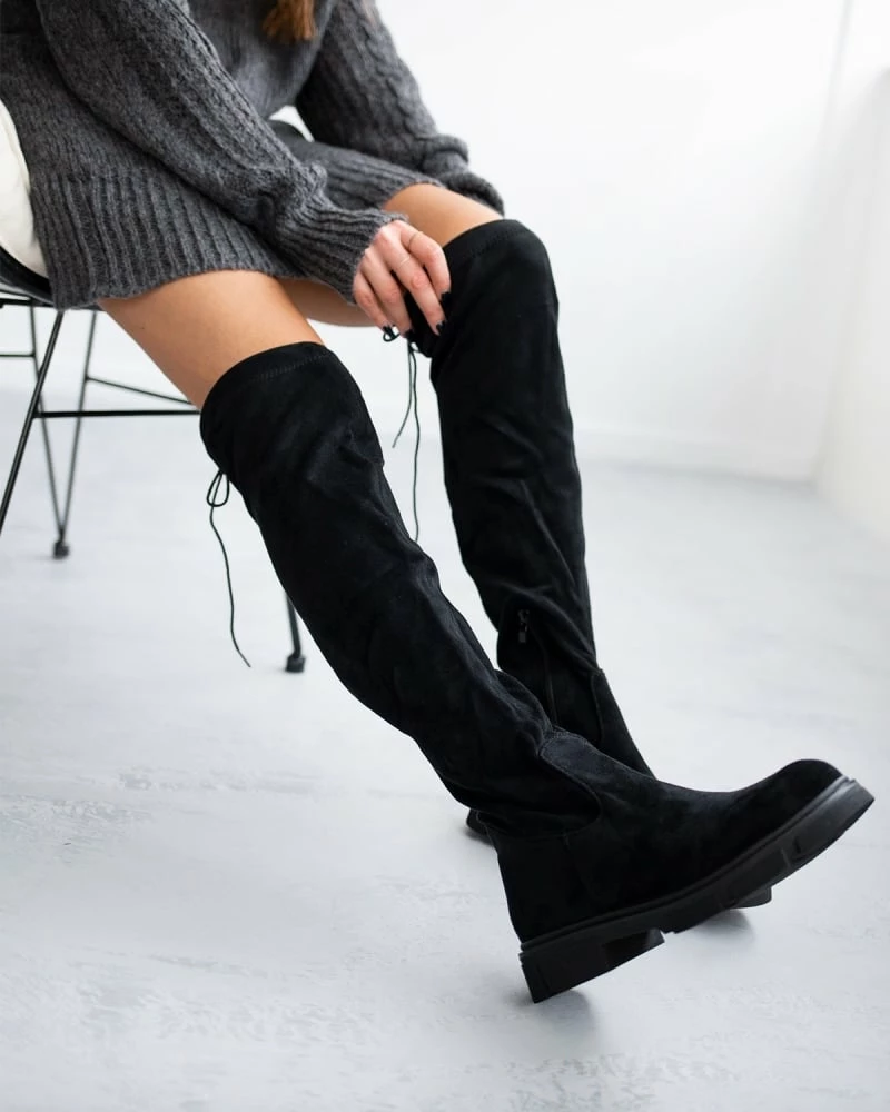 Μπότες πάνω από το γόνατο suede - Μαύρο The Fashion Project Μπότες πάνω από το γόνατο Suede - Μαύρο -The Fashion Project Κατάστημα mpotes suede panw apo to gonato 98908