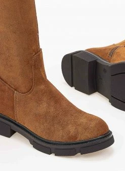 The Fashion Project Μπότες πάνω από το γόνατο Suede - Ταμπά -The Fashion Project Κατάστημα mpotes suede panw apo to gonato 98909 9fgs