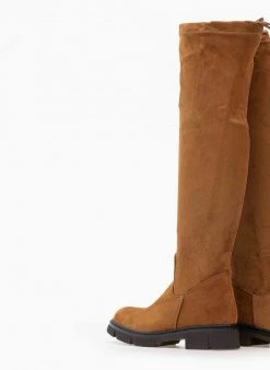 The Fashion Project Μπότες πάνω από το γόνατο Suede - Ταμπά -The Fashion Project Κατάστημα mpotes suede panw apo to gonato 98909 9jk0