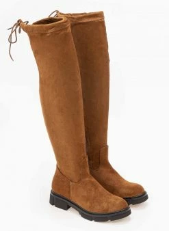 The Fashion Project Μπότες πάνω από το γόνατο Suede - Ταμπά -The Fashion Project Κατάστημα mpotes suede panw apo to gonato 98909 e317