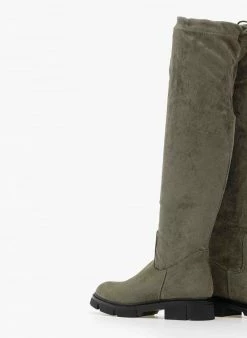 The Fashion Project Μπότες πάνω από το γόνατο Suede - Χακί -The Fashion Project Κατάστημα mpotes suede panw apo to gonato 98910 0zms