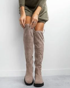 The Fashion Project Μπότες πάνω από το γόνατο Suede - Τάουπε