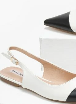 The Fashion Project Μπαλαρίνες μυτερές με λουράκι - Λευκό/Μαύρο -The Fashion Project Κατάστημα mules mutera me louraki 110847 10gm