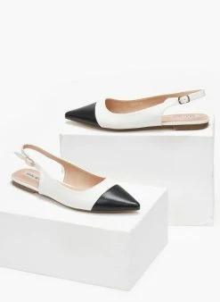 The Fashion Project Μπαλαρίνες μυτερές με λουράκι - Λευκό/Μαύρο -The Fashion Project Κατάστημα mules mutera me louraki 110847 aurk