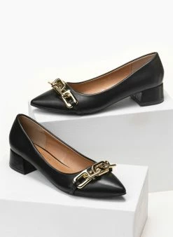 The Fashion Project Γόβες μυτερές με χαμηλό τακούνι - Μαύρο 4 The Fashion Project Γόβες μυτερές με χαμηλό τακούνι - Μαύρο -The Fashion Project Κατάστημα mutera govakia me xamilo takouni 95512 smb4