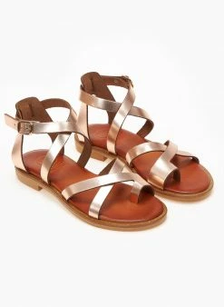 Σανδάλια δερμάτινα Crossover Tfp - Χαλκός -The Fashion Project Κατάστημα pedila dermatina estil flat me desimo sto plai 101689 k2so