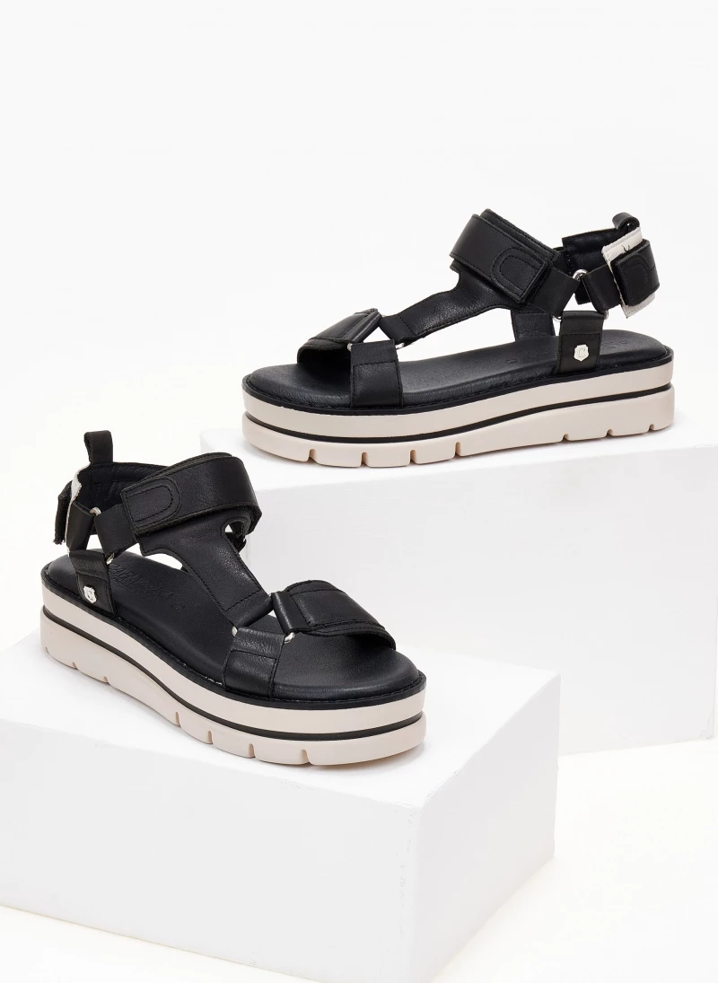 Σανδάλια δερμάτινα sporty Carmela 68543 - Μαύρο Σανδάλια δερμάτινα Sporty Carmela 68543 - Μαύρο -The Fashion Project Κατάστημα pedila dermatina me velcro carmela 68543 104893