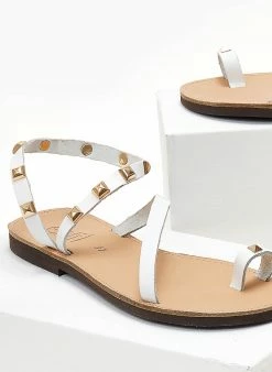 Σανδάλια δερμάτινα με τρουκς Estil - Λευκό -The Fashion Project Κατάστημα pedila isia dermatina me trouks 104502 9vso