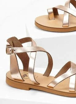 Πέδιλα δερμάτινα Crossover Tfp - Χαλκός -The Fashion Project Κατάστημα pedila tfp flat dermatina me xiasti desimo 103752 ucch