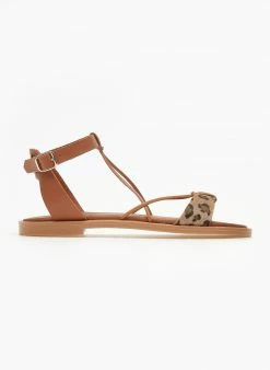 Σανδάλια δερμάτινα Ankle Strap Estil - Ταμπά