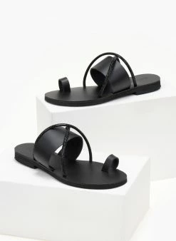 Σανδάλια δερμάτινα με στρας Estil - Μαύρο -The Fashion Project Κατάστημα sandalia dermatina estil 106081 r4oj