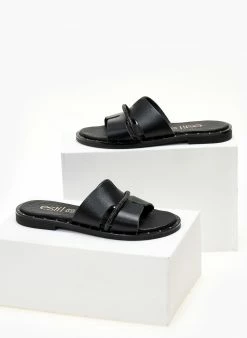 Σανδάλια δερμάτινα με ανοίγματα και στρας Estil - Μαύρο -The Fashion Project Κατάστημα sandalia dermatina estil me anoigmata kai strass 104534 8dkc