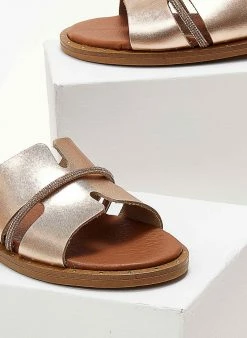 Σανδάλια δερμάτινα με ανοίγματα και στρας Estil - Χαλκός -The Fashion Project Κατάστημα sandalia dermatina estil me anoigmata kai strass 104536 8fcr