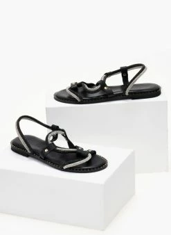 Σανδάλια δερμάτινα με διπλή σειρά στρας Estil - Μαύρο 5 Σανδάλια δερμάτινα με διπλή σειρά στρας Estil - Μαύρο -The Fashion Project Κατάστημα sandalia dermatina estil me dipli seira strass 105177 3ijp