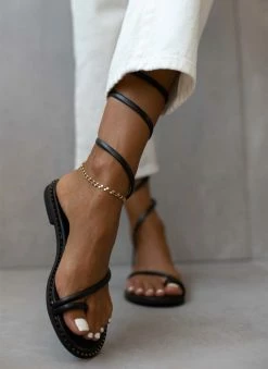 Σανδάλια δερμάτινα με έλασμα Estil - Μαύρο -The Fashion Project Κατάστημα sandalia dermatina estil me elasma 106204 5uvu