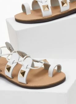 Σανδάλια δερμάτινα με κορδόνια και τρουκς Estil - Λευκό -The Fashion Project Κατάστημα sandalia dermatina estil me lace up desimo 104943 4xct