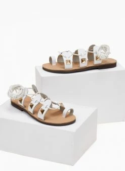 Σανδάλια δερμάτινα με κορδόνια και τρουκς Estil - Λευκό -The Fashion Project Κατάστημα sandalia dermatina estil me lace up desimo 104943 jh2x