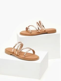 Σανδάλια δερμάτινα με λεπτά λουράκια Estil - Χαλκός -The Fashion Project Κατάστημα sandalia dermatina estil me lepta lourakia 105367 sfmj