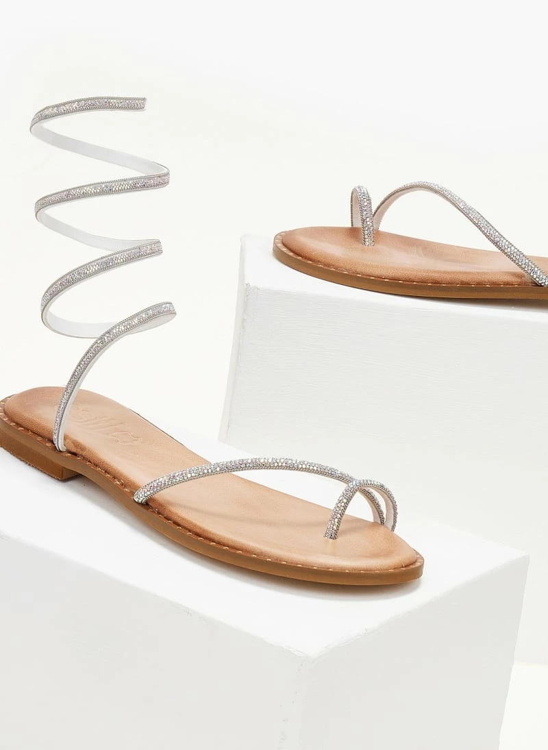 Σανδάλια δερμάτινα με στρας έλασμα estil - Ασημί Σανδάλια δερμάτινα με στρας έλασμα Estil - Ασημί -The Fashion Project Κατάστημα sandalia dermatina estil me strass elasma 105581 4k6w