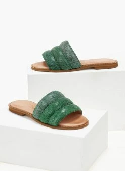 Σανδάλια δερμάτινα με στρας φάσα Estil - Πράσινο -The Fashion Project Κατάστημα sandalia dermatina estil me strass fasa 105829 6mp7