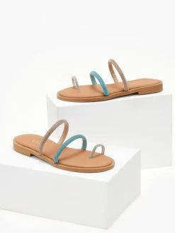 Σανδάλια δερμάτινα με στρας και διχρωμία Estil - Γαλάζιο -The Fashion Project Κατάστημα sandalia dermatina estil me strass kai dixrwmia 105363 f7vb