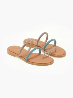 Σανδάλια δερμάτινα με στρας και διχρωμία Estil - Γαλάζιο -The Fashion Project Κατάστημα sandalia dermatina estil me strass kai dixrwmia 105363 x0fi