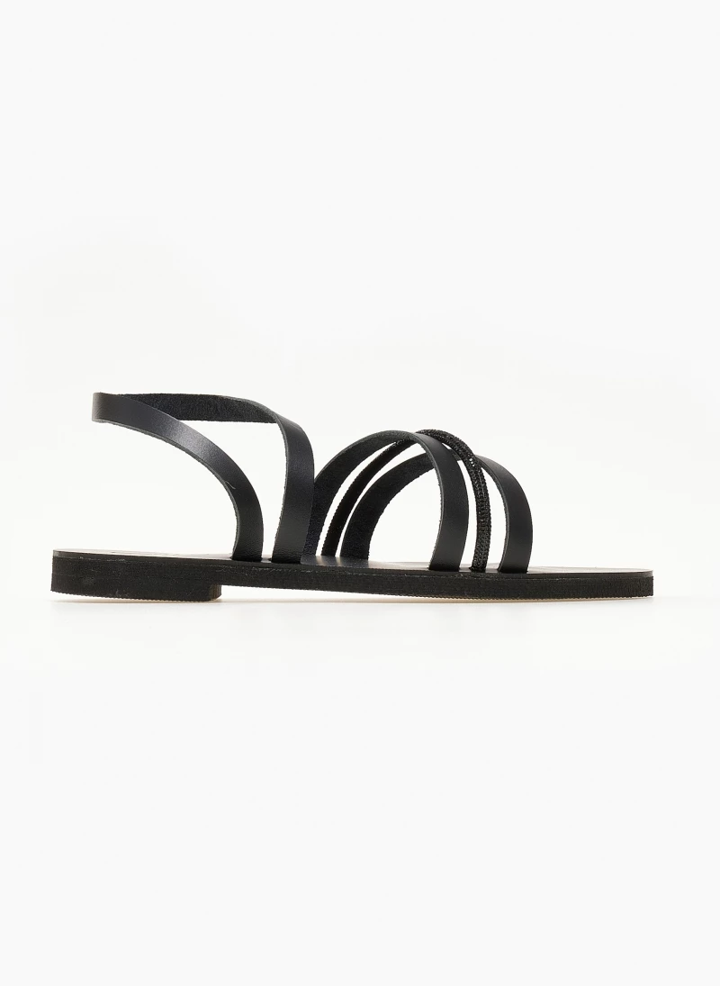 Σανδάλια δερμάτινα με strass λεπτομέρεια estil - Μαύρο Σανδάλια δερμάτινα με Strass λεπτομέρεια Estil - Μαύρο -The Fashion Project Κατάστημα sandalia dermatina estil me strass leptomereia 105719 5j8u