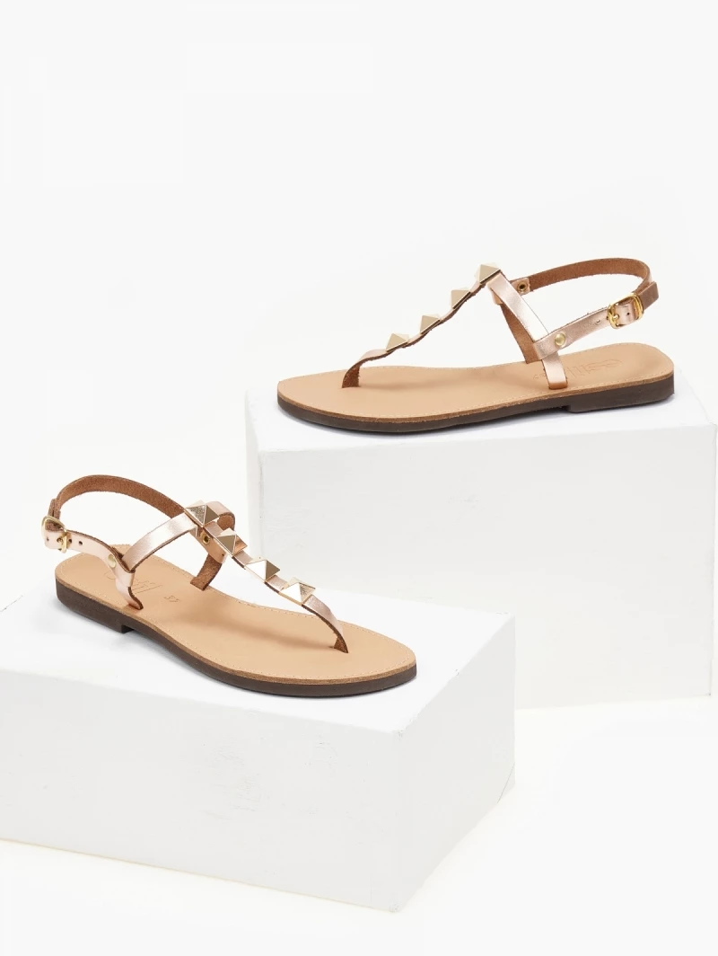 Σανδάλια δερμάτινα με τρουκς estil - Χαλκός Σανδάλια δερμάτινα με τρουκς Estil - Χαλκός -The Fashion Project Κατάστημα sandalia dermatina estil me trouks 101868