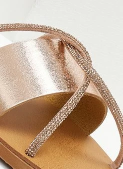 Σανδάλια δερμάτινα με χιαστί Strass λουράκια Estil - Χαλκός -The Fashion Project Κατάστημα sandalia dermatina estil me xiasti strass lourakia 106043 k463