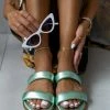 Σανδάλια δερμάτινα μεταλλιζέ Estil - Πράσινο -The Fashion Project Κατάστημα sandalia dermatina estil metallize 105878 m7f7