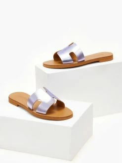 Σανδάλια δερμάτινα σε μεταλλικά χρώματα Estil - Λιλά -The Fashion Project Κατάστημα sandalia dermatina estil se metallika xrwmata 105383 9ph2