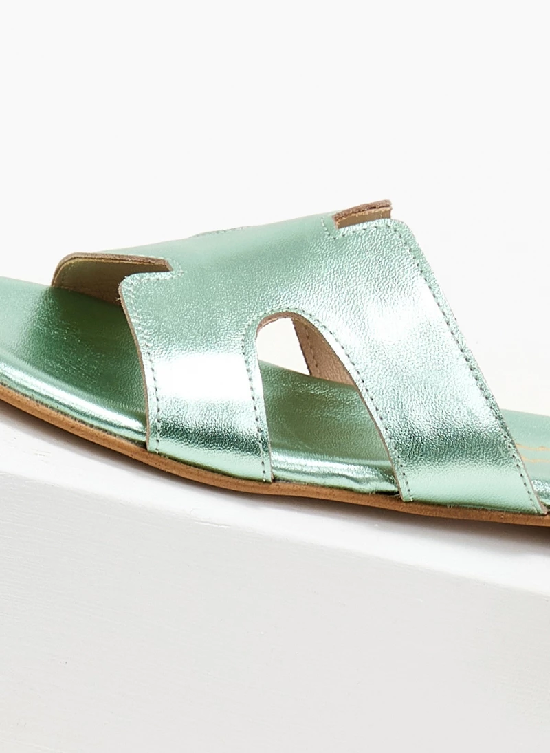 Σανδάλια δερμάτινα σε μεταλλικά χρώματα Estil - Βεραμάν - Image 2