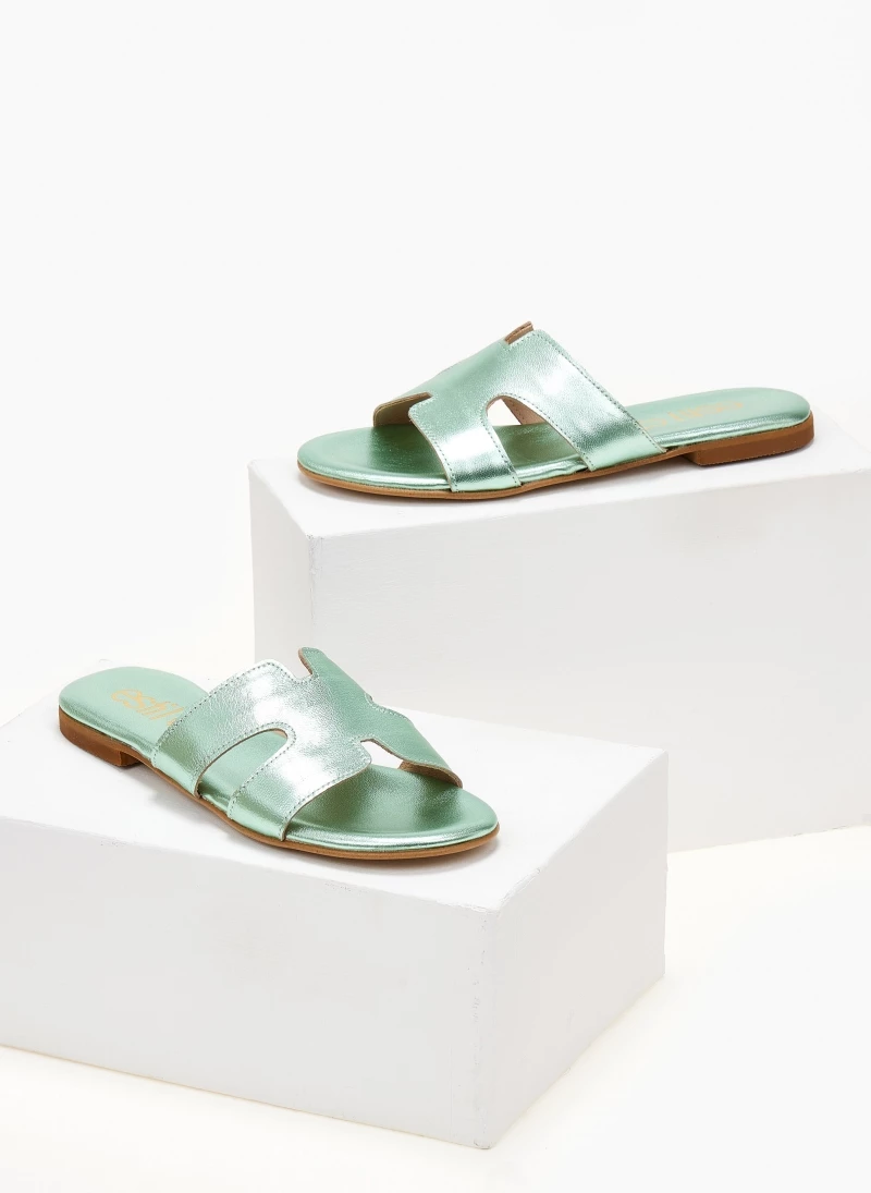 Σανδάλια δερμάτινα σε μεταλλικά χρώματα Estil - Βεραμάν - Image 3