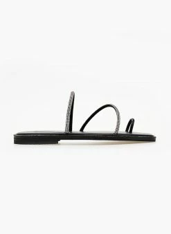 Σανδάλια δερμάτινα με διακριτικά στρας Iris - Μαύρο -The Fashion Project Κατάστημα sandalia dermatina iris me diakritika strass 104006 g2nt