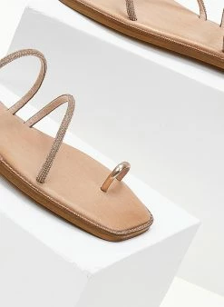 Σανδάλια δερμάτινα με διακριτικά στρας Iris - Χαλκός -The Fashion Project Κατάστημα sandalia dermatina iris me diakritika strass 104007 9pw4