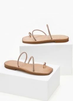 Σανδάλια δερμάτινα με διακριτικά στρας Iris - Χαλκός -The Fashion Project Κατάστημα sandalia dermatina iris me diakritika strass 104007 g0ms