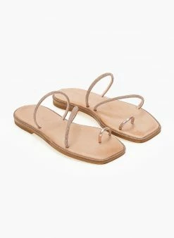 Σανδάλια δερμάτινα με διακριτικά στρας Iris - Χαλκός -The Fashion Project Κατάστημα sandalia dermatina iris me diakritika strass 104007 tknz