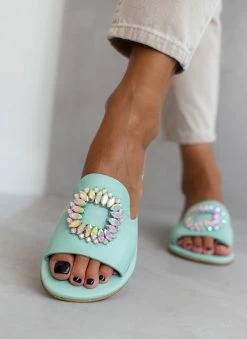 Σανδάλια δερμάτινα IRIS με ιριδίζουσες πέτρες - Βεραμάν