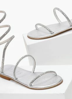 Σανδάλια δερμάτινα με κρύσταλλα Iris - Ασημί -The Fashion Project Κατάστημα sandalia dermatina iris me krustalla 104012 7e0c