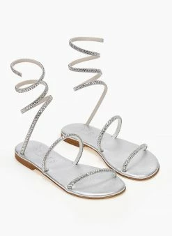 Σανδάλια δερμάτινα με κρύσταλλα Iris - Ασημί -The Fashion Project Κατάστημα sandalia dermatina iris me krustalla 104012 w9mz