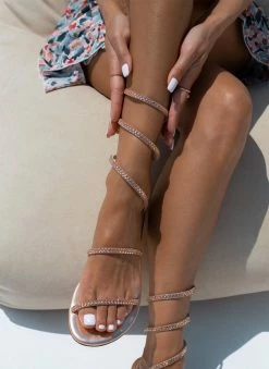 Σανδάλια δερμάτινα με κρύσταλλα Iris - Χαλκός