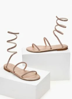 Σανδάλια δερμάτινα με κρύσταλλα Iris - Χαλκός -The Fashion Project Κατάστημα sandalia dermatina iris me krustalla 104013 6g4p