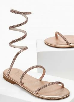 Σανδάλια δερμάτινα με κρύσταλλα Iris - Χαλκός -The Fashion Project Κατάστημα sandalia dermatina iris me krustalla 104013 jx6k