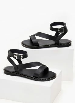 Σανδάλια δερμάτινα με μπαρέτα Iris - Μαύρο -The Fashion Project Κατάστημα sandalia dermatina iris me mpareta 102698 z0xg