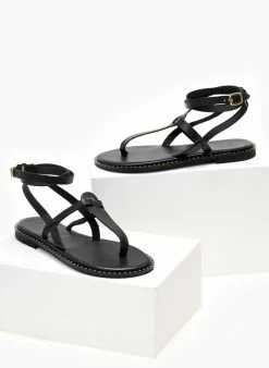 Σανδάλια δερμάτινα με μπαρέτα Iris - Μαύρο -The Fashion Project Κατάστημα sandalia dermatina iris me mpareta 104736 krn3