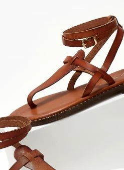 Σανδάλια δερμάτινα με μπαρέτα Iris - Ταμπά -The Fashion Project Κατάστημα sandalia dermatina iris me mpareta 104737 htox