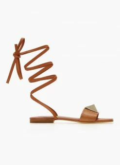 Σανδάλια δερμάτινα με μεγάλο τρουκ Iris - Ταμπά -The Fashion Project Κατάστημα sandalia dermatina iris me oversize trouk 105042 iopy