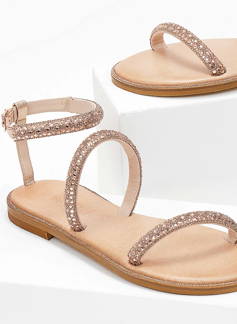 Σανδάλια δερμάτινα με πέτρες Iris - Χαλκός Σανδάλια δερμάτινα με πέτρες Iris - Χαλκός -The Fashion Project Κατάστημα sandalia dermatina iris me petres 103849 blgt